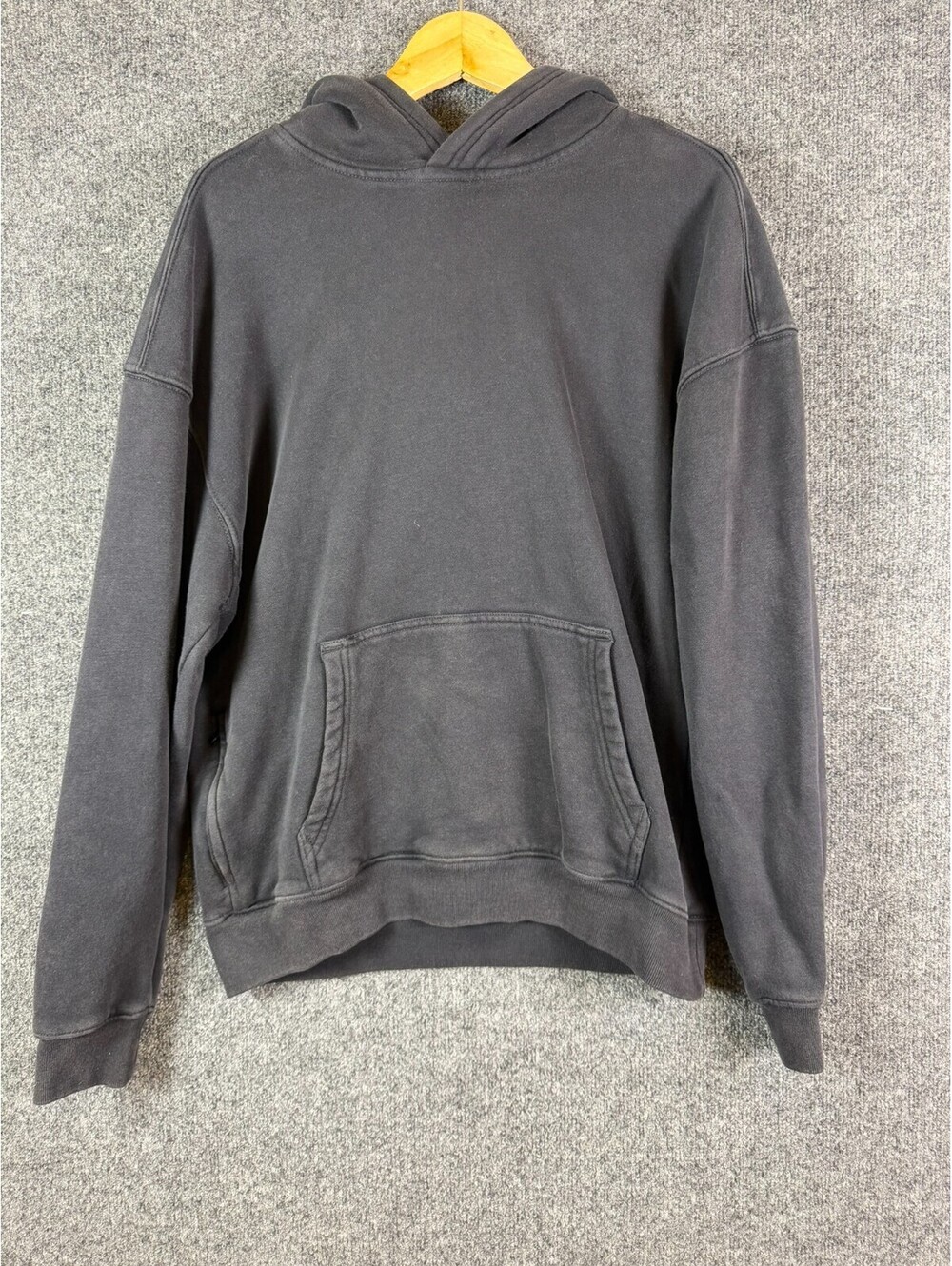 Hollister Hoodie Mens Medium Black Boxy Fit Heavyweight Crossover Neck Pocket